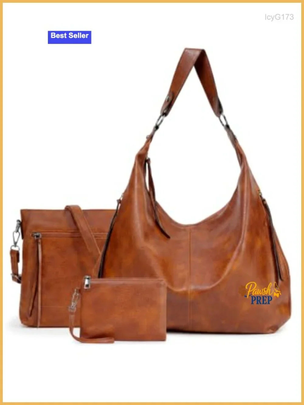 3-in-1 PU Leather Hobo Crossbody Shoulder Handbags for Women, Large Capacity